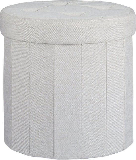 Relaxdays Sitzhocker mit Stauraum aus Leinen in Beige, faltbar, B/T/H: 38 x 38 x 38 cm - Bild 1