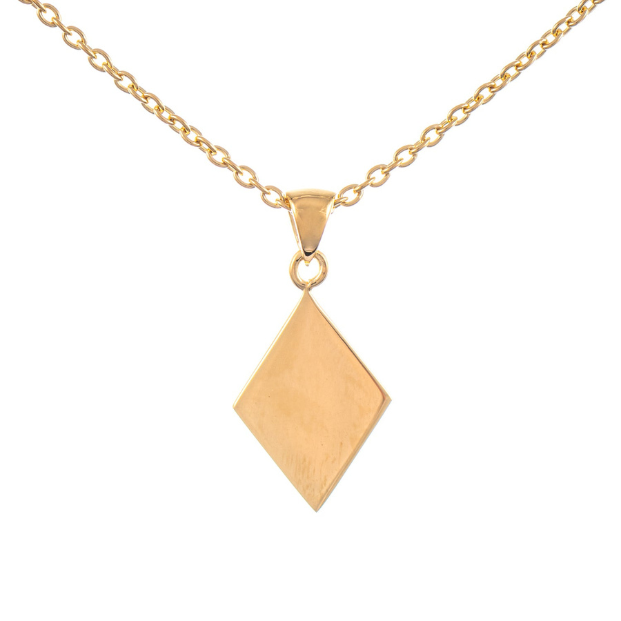 Anhänger Raute mit Kette, 925 Silber vergoldet, Unisex - Bild 1