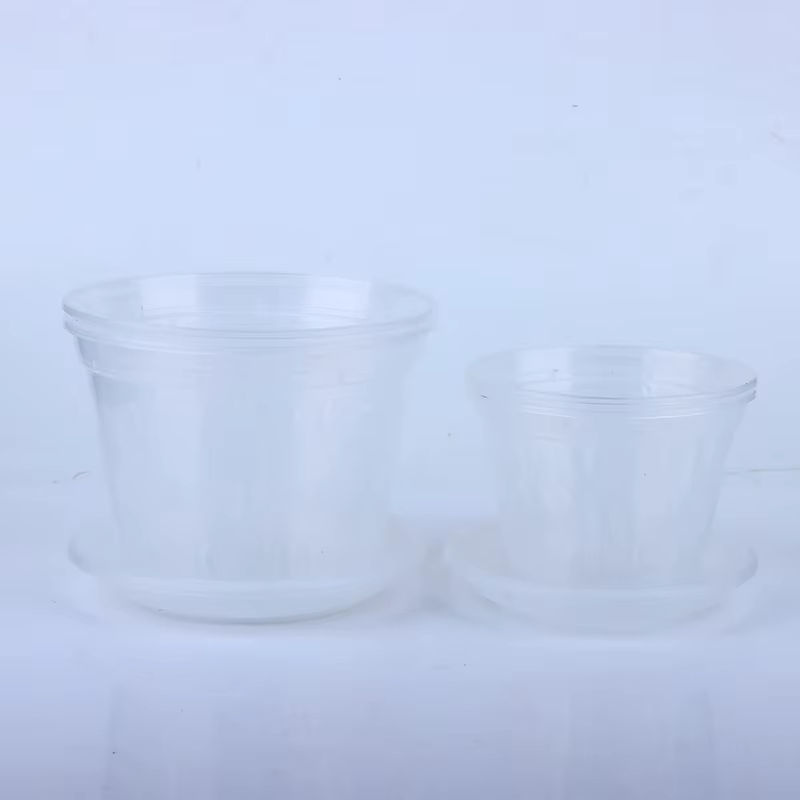 Transparenter Blumentopf aus Kunststoff mit Entwässerungslöchern für Garten und Orchideen - Bild 5