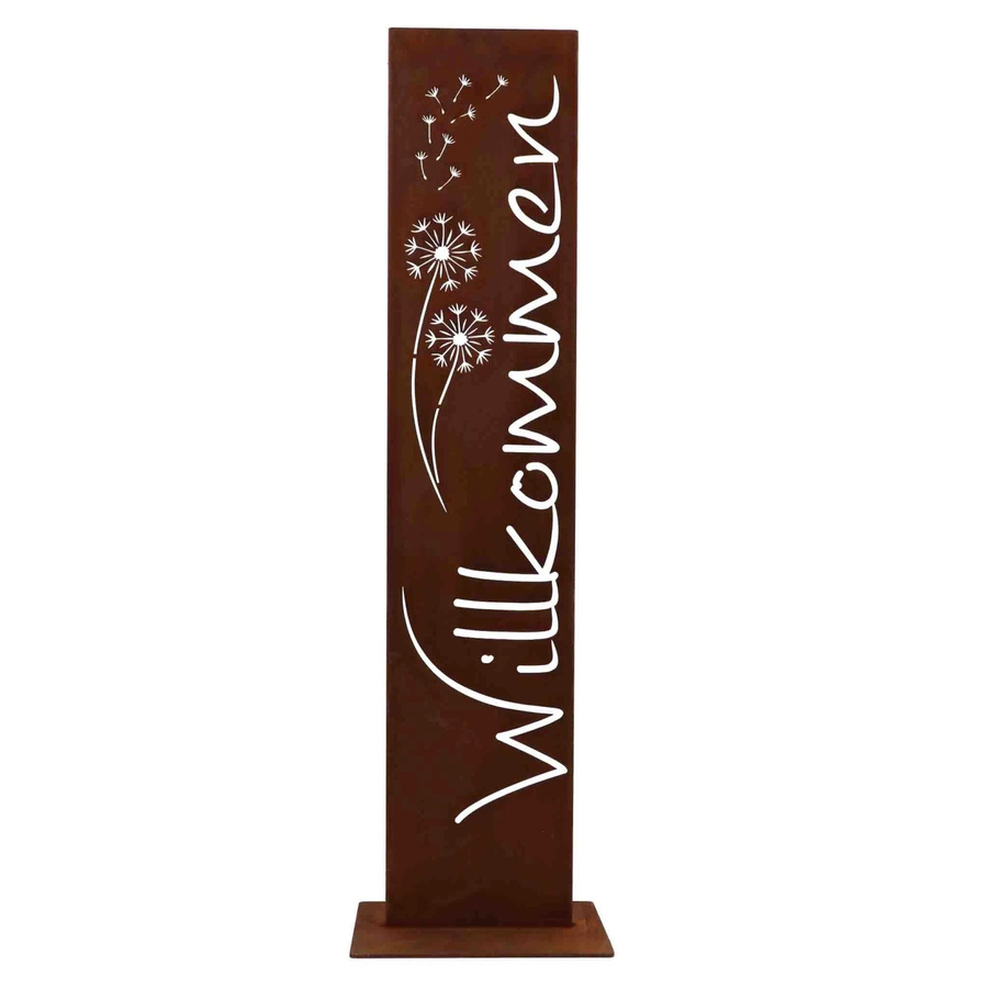 Rostikal Willkommen Stele Pusteblume aus Cortenstahl in Braun, Höhe: 71 cm - Bild 2