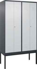 C+P Spind Classic PLUS Garderobenschrank mit 4 Abteilen in Lichtgrau und Anthrazit, H x B x T: 212 x 120 x 50 cm, mit Zylinderschloss und Kleiderstange - Bild 1
