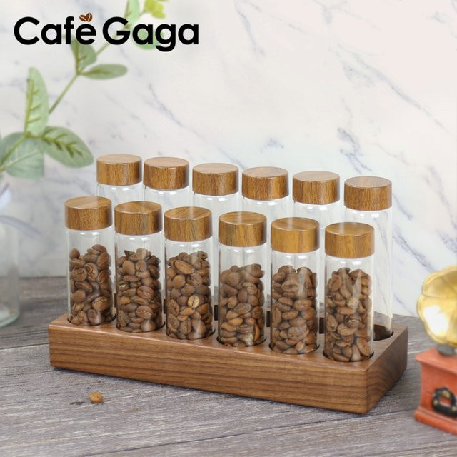 CafeGaGa Kaffeebohnen Vorratsbehälter aus Glas für Einzeldosis 17g oder 22g, Transparentes Glasrohr Display Rack für Espresso Zubehör - Bild 1