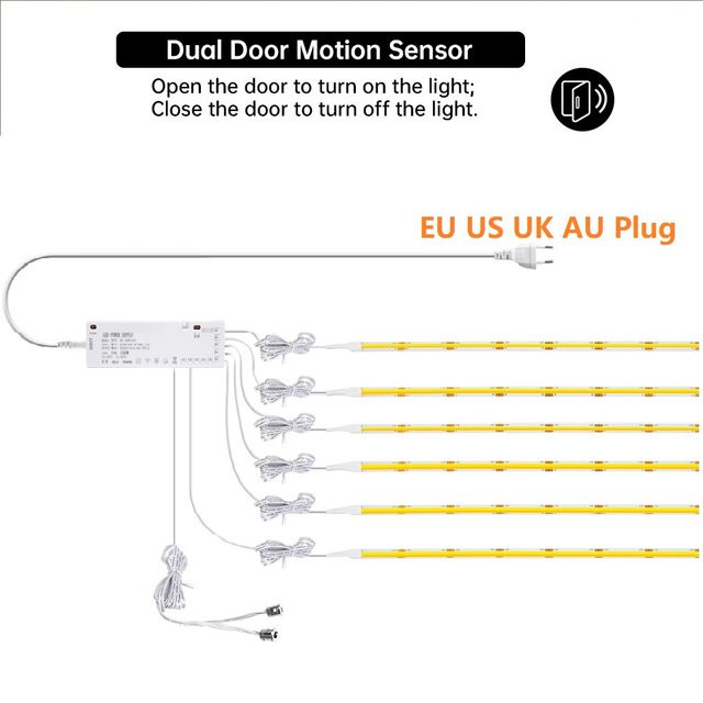 Asign Tuya COB LED Streifen Licht mit Türsensor Steuerung, Warmweiß, 12V Schrankbeleuchtung für Kleiderschrank und Möbel - Bild 1