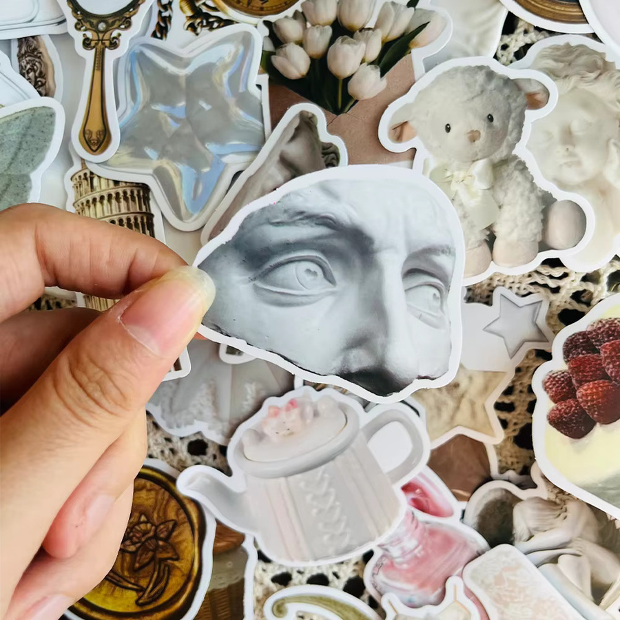 50 Stück dekorative weiße Papier-Aufkleber wasserfest für DIY-Projekte an Koffern, Büchern oder Wassergläsern - Bild 3