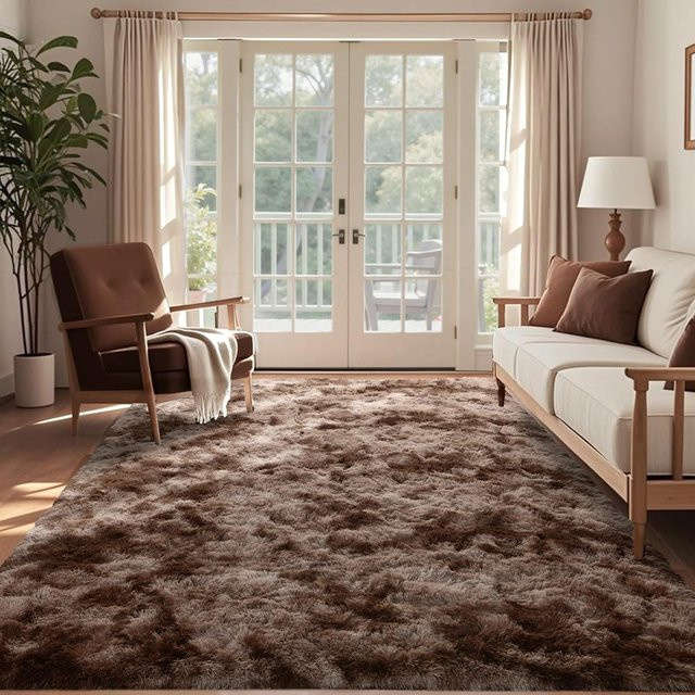 VIKAMA Batik-Plüschteppich in Grau und Braun, weiche Sofamatte im Boho-Design, rutschfester Teppich für Wohnzimmer und Kinderzimmer, B/T: 120 x 80 cm - Bild 1