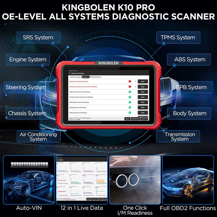KINGBOLEN K10 PRO Vollsystem-Diagnosetool in Rot mit ECU-Codierung, OBD2-Scanner, CAN FD und DoIP für aktive Tests und 40+ Resets - Bild 4