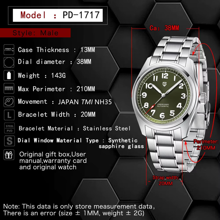 PAGANI DESIGN Armbanduhr, Automatik, Edelstahl, 38 mm, Herren - Bild 2