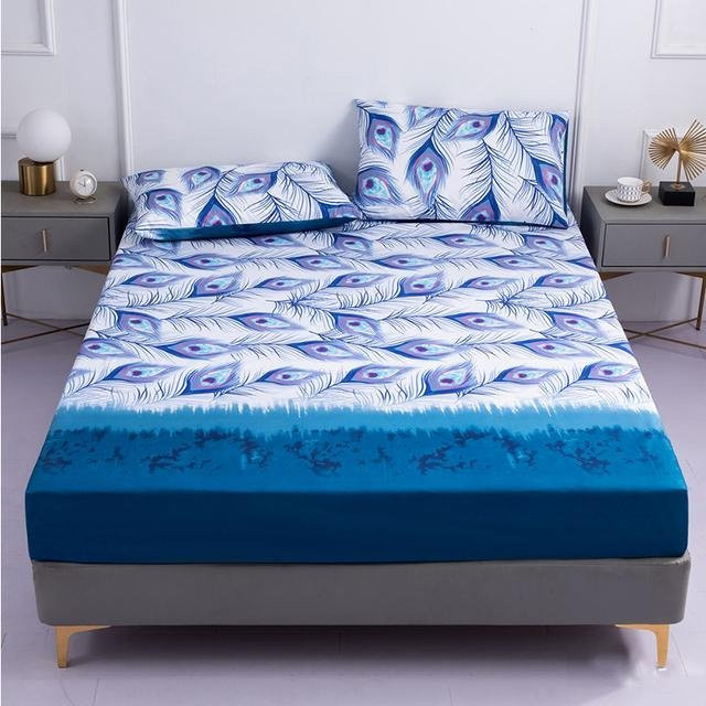 Wasserfester Spannbettlaken von Yiran Furniture in Blau, rutschfester und staubdichter Matratzenschoner aus Mikrofaser, B/T/H: 90 x 200 x 25 cm - Bild 1