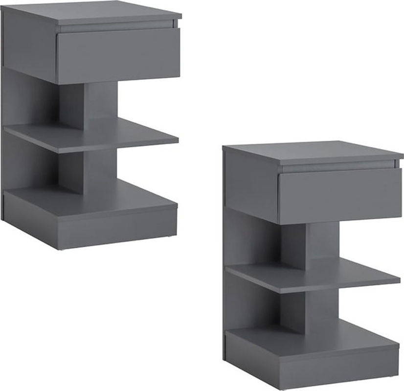 SoBuy Nachttisch-Set 2er Modern in Anthrazit Grau B/T/H: 39 x 39 x 65 cm - Bild 1