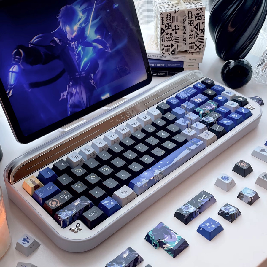 Genshin Impact Kyryll Chudomirovich Flins Keys Anime Tastenkappen aus PBT für Cherry Mechanical Keyboards wie Made68, Mad68 und Wooting 60 in Blau - Bild 5