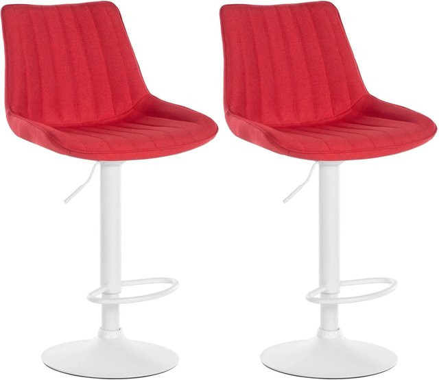 DELUKE Barhocker RIO 2er Set, Barstühle mit Lehne aus Stoff und Kunstleder in Rot und Weiß, drehbar mit Metallfuß, Höhe: 112 cm - Bild 1