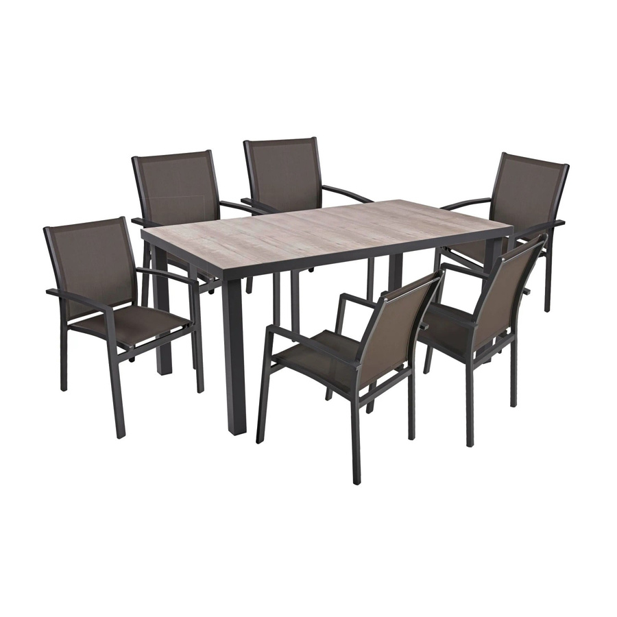 DELUKE Garten-Sitzgruppe FARID 7-teiliges Gartenmöbel-Set aus Aluminium und Keramik in Mittelgrau - Bild 2