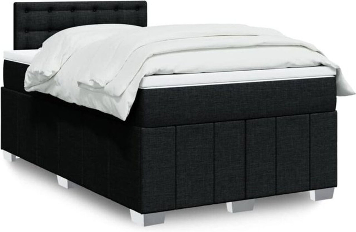 vidaxl Boxspringbett mit Matratze in Schwarz aus Stoff und Holzwerkstoff B/T/H: 120 x 200 x 100,5 cm - Bild 1