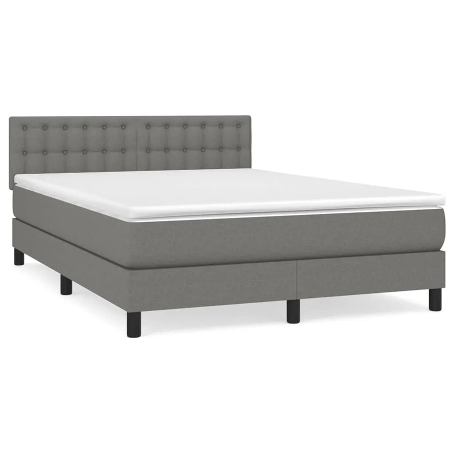 vidaXL Boxspringbett mit Matratze Hybrid-Design in Dunkelgrau, B/T: 140 x 200 cm - Bild 2