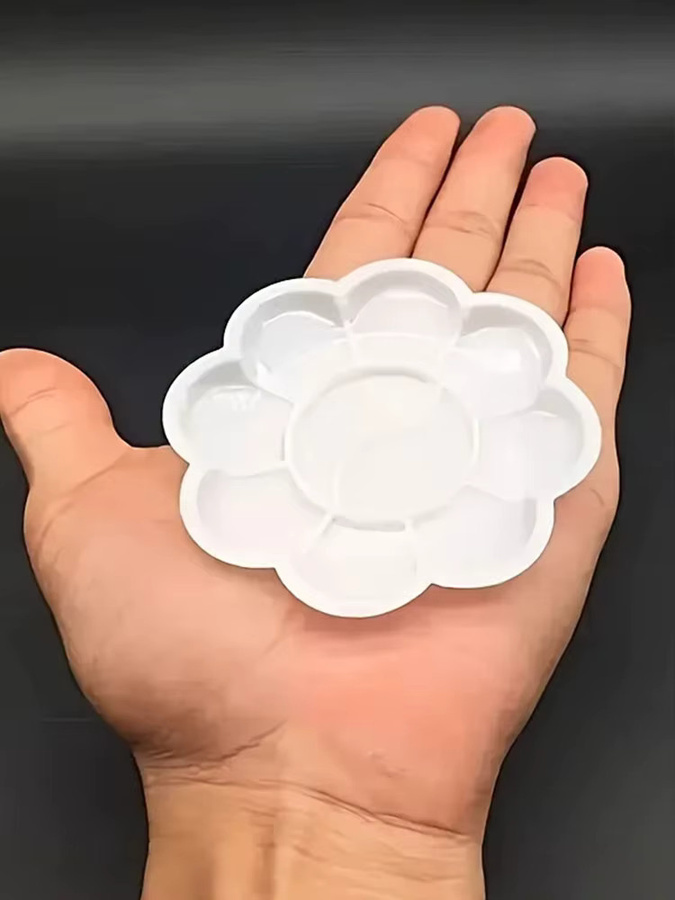 TMZ Mini-Farbpalette in Blumenform aus Kunststoff für Acrylmalerei, Weiß - Bild 4
