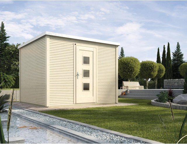 WEKA Holz-Gartenhaus wekaLine 413 Gr. 2 in Beige mit Flachdach und Vordach, B/H/T: 310 x 244 x 300 cm - Bild 1