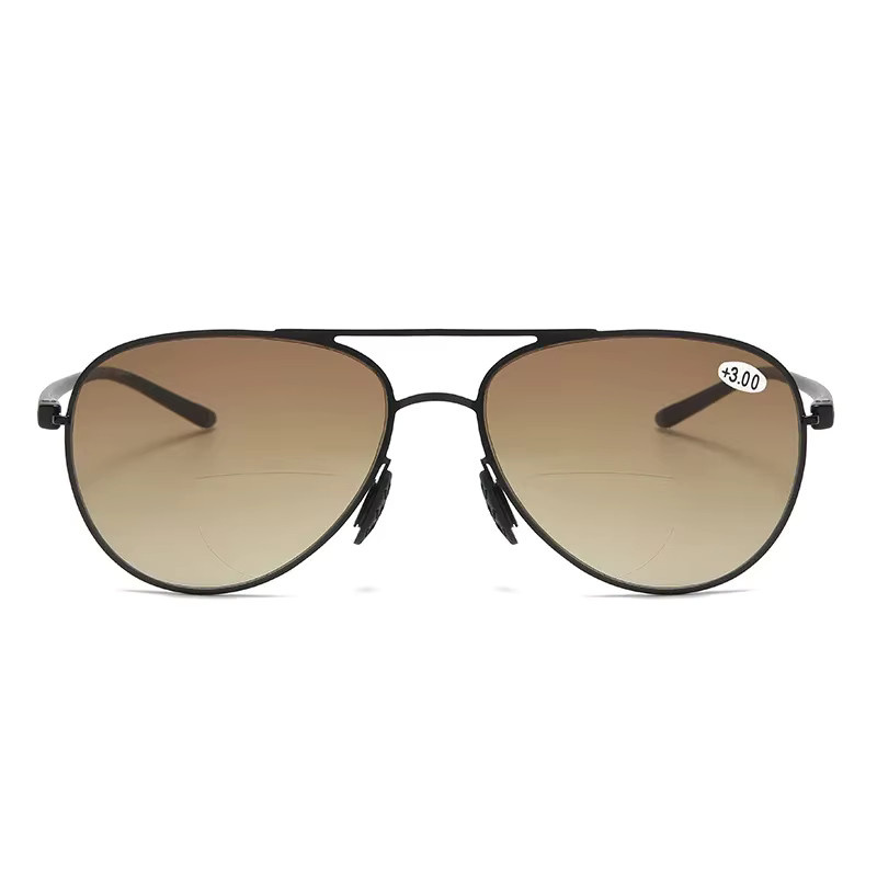 Bifokale Lesebrille für Herren, Vollrand, Aviator, Metall - Bild 3