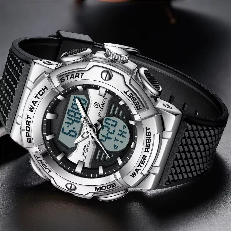 FOXBOX Digitaluhr, Herren, Schwarz, Silikon, Alarm, Datum - Bild 2