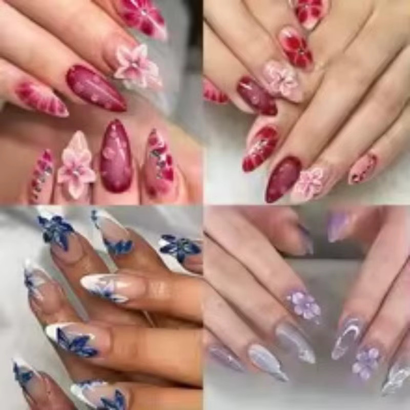 HNKMP Nagel-Silikonform, 3D Frühlingsblumen, Lilien und Hibiskus, Nagelkunst-Schablonen - Bild 2