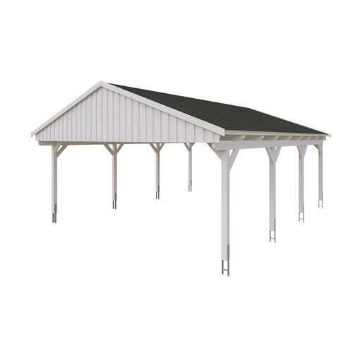 Skan Holz Carport Fichtelberg aus Fichte Leimholz in Weiß mit spitzer Dachform, Breite: 618 cm, Tiefe: 808 cm, Höhe: 362 cm - Bild 3