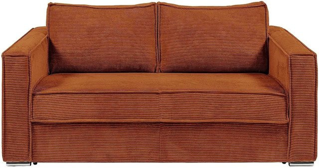 Vente-unique Schlafsofa Loreto in Terracotta Orange mit Polsterrahmen, Breite: 195 cm - Bild 1