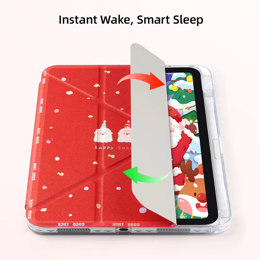 Weihnachts Schutzhülle für Apple iPad 10. Generation, iPad Air 4/5, iPad Pro 11 und 12.9, iPad Mini 6 sowie iPad Air 11 und 13 M2/M3 in Rot - Bild 2
