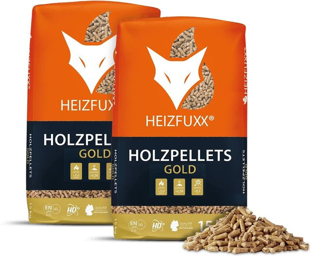Heizfuxx Gold HD-Qualität Holzpellets aus Nadelholz, 30 kg (2 x 15 kg) - Bild 1