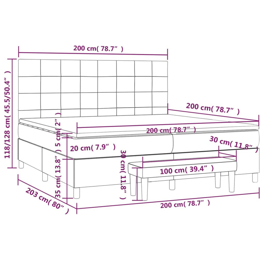 vidaXL Boxspringbett mit Matratze Hybrid-Design in Hellgrau, B/T: 200 x 200 cm - Bild 3