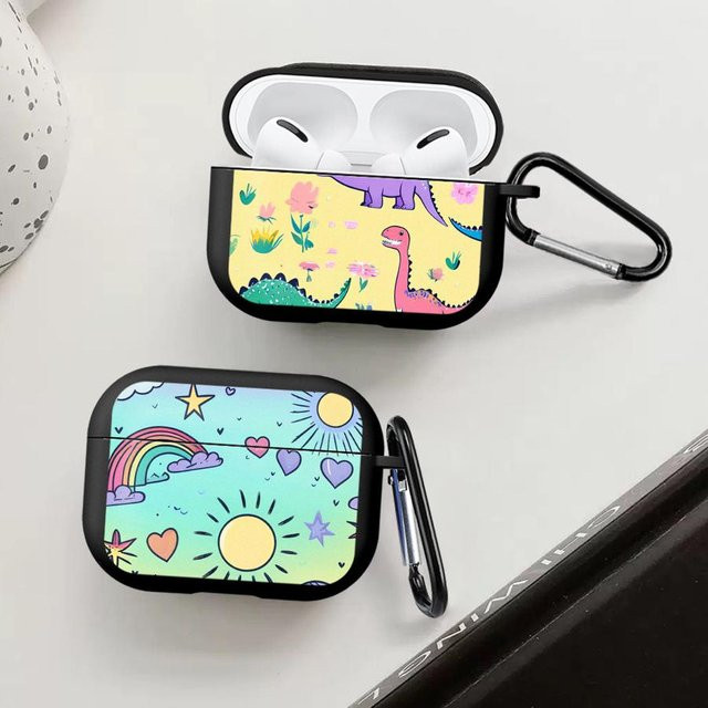 Niedrige AirPods Hülle mit Cartoon-Dinosaurier Motiv für Apple AirPods Pro und AirPods 3 in Multicolour - Bild 1