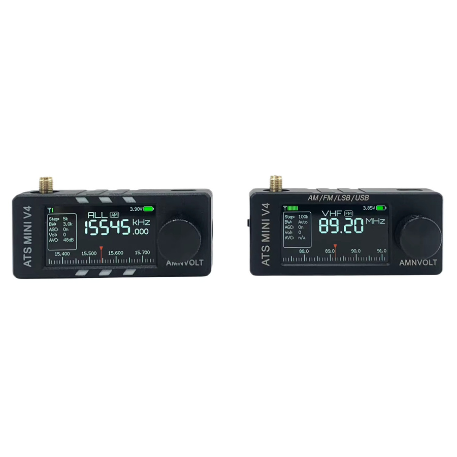 AMNVOLT ATS Mini SI4732 Allband-Empfänger in Schwarz für Amateurfunk mit AM/FM/SSB/LSB/USB und integriertem Hi-Z Kopfhörerverstärker - Bild 1