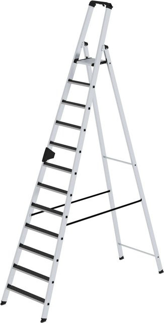 PROREGAL Stufen-Stehleiter Clip-Step R13 einseitig begehbar, Farbe: Silber, 12 Stufen - Bild 1