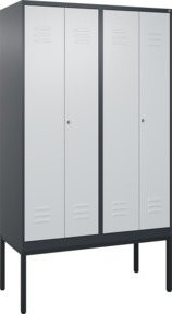 C+P PSA Doppel-Spind Classic PLUS Garderobenschrank mit 4 Abteilen, Gestell aus Stahl, Farbe: Anthrazit/Grau/Schwarz, B/H/T: 120 x 212 x 50 cm, mit Zylinderschloss - Bild 1