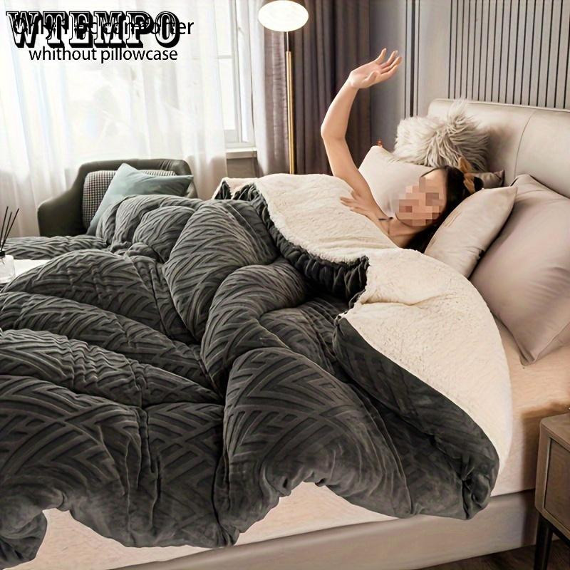 WTEMPO Steppdecke und Lammfelldecke Set für alle vier Jahreszeiten, beflockt und schwer, B/B: 150 x 200 cm, 2 kg - Bild 5