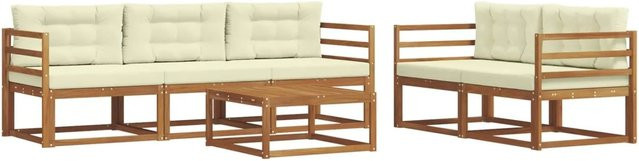 vidaXL Outdoor-Sofagarnitur aus Akazienholz mit Kissen in Beige und Natur - Bild 1