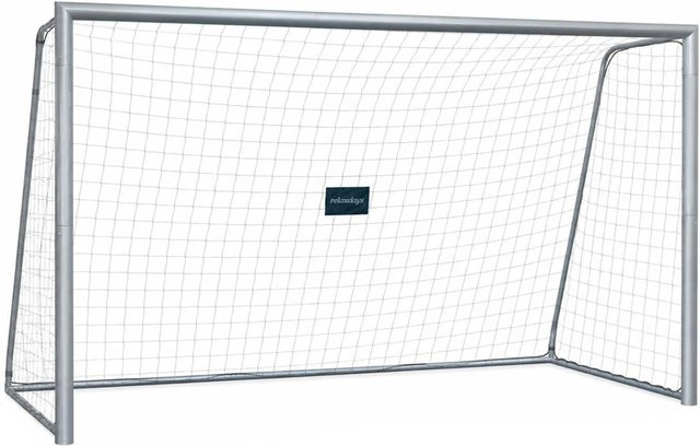 Relaxdays Fußballtor aus Stahl in Grau, witterungsbeständig mit Torwand, B/T/H: 300 x 120 x 200 cm - Bild 1