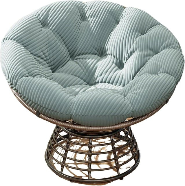 Papasan-Sessel mit 360 Grad Drehbarkeit und dickem Cord-Kissen in Hellgrün, B/T/H: 92 x 92 x 67 cm - Bild 1