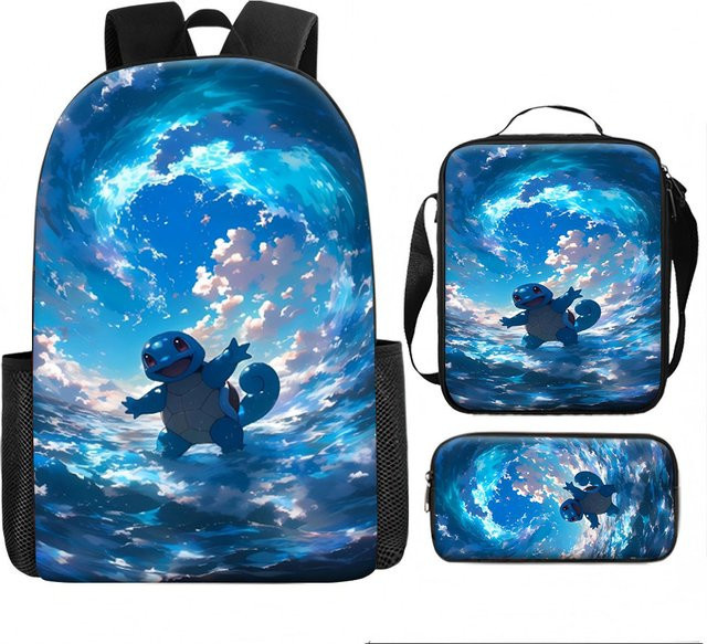 Pokémon Squirtle Kindertaschen-Set in Blau mit Rucksack, Lunchbox und Federmäppchen - Bild 1