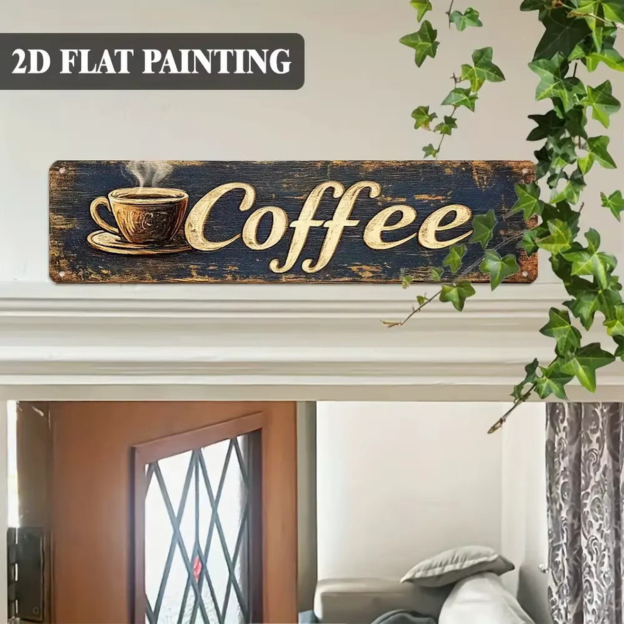 HELLOYOUNG Vintage Metall-Wandkunst Kaffee-Schild in Mehrfarbig für deine rustikale Küchendekoration - Bild 5