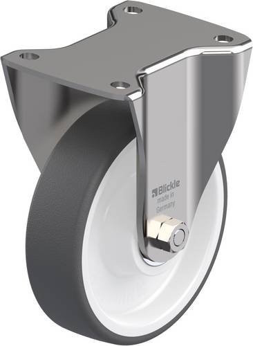 Blickle Bockrolle BKX-POTH 160XK aus Edelstahl mit Schraubbefestigung, Farbe: Grau/Weiß, Rad-Durchmesser: 160 mm, Tragfähigkeit: 550 kg - Bild 1
