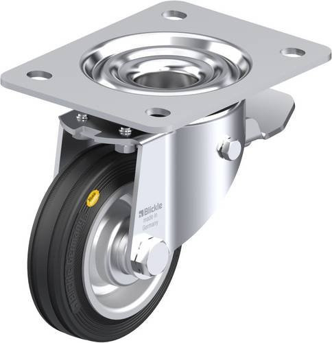 Blickle Lenkrolle LK-RD 100R-3-ST mit Feststeller, verzinkter Stahl, Rad-Durchmesser: 10 cm, Tragfähigkeit: 100 kg - Bild 1