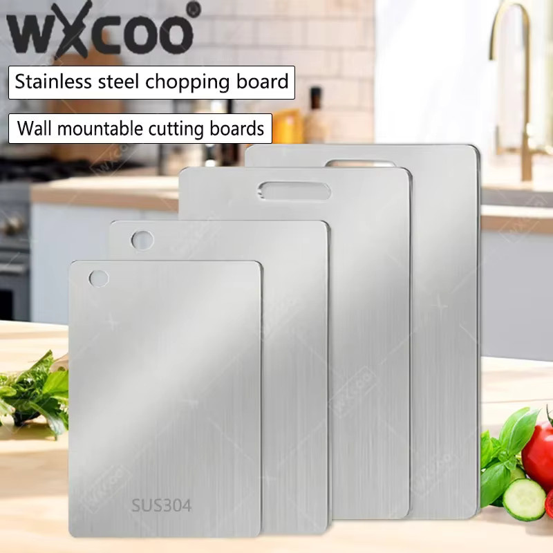 WXCOO Küchen-Schneidebrett aus Edelstahl in Silber, rechteckiges Schneidebrett für Gemüse, Obst und Fleisch - Bild 7