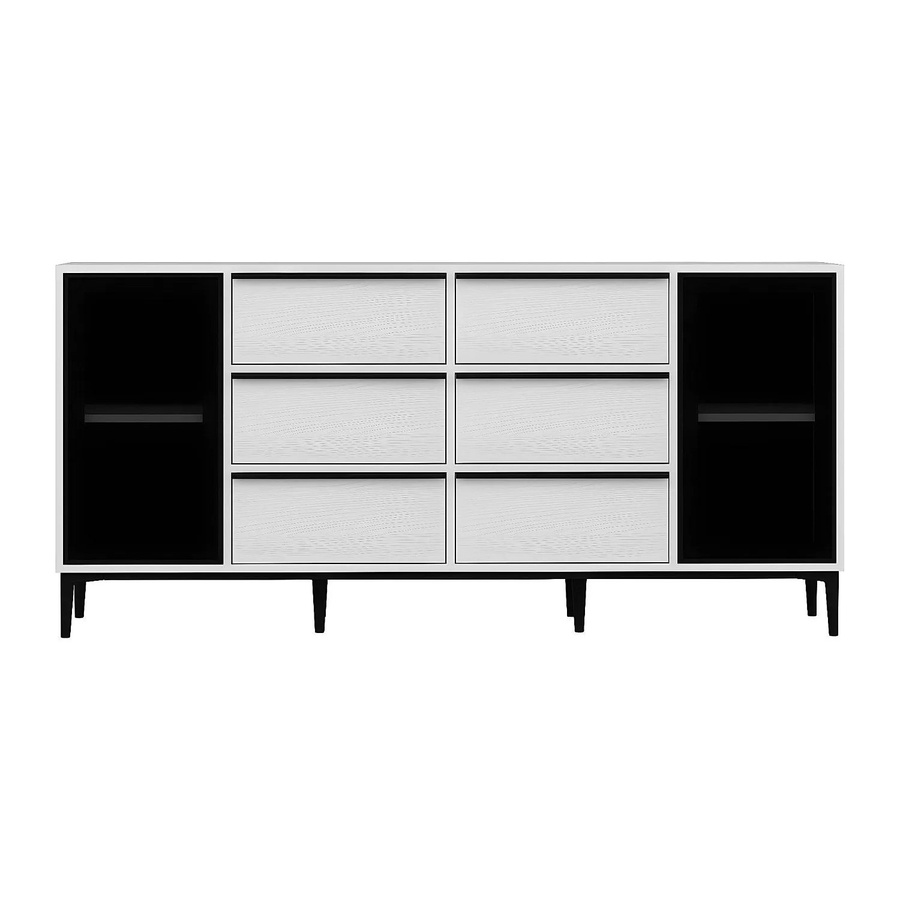 Sideboard Molinia Vente-unique in Schwarz und Weiß mit Sicherheitsglas, Breite: 180 cm - Bild 2