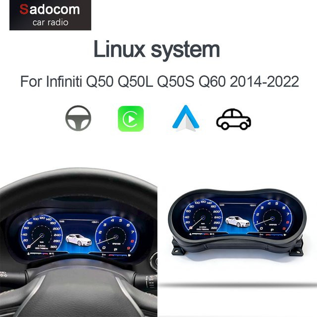 Sadocom Digitales Armaturenbrett 12,3 Zoll Virtuelles Cockpit für Infiniti Q50 Q50L Q50S Q60 2014-2022 Schwarz - Bild 1