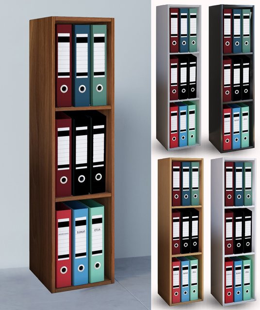 VCM Büroregal Offas 3 Fach in Braun mit verstellbaren Regalböden, H x B x T: 115 x 34 x 30 cm - Bild 2