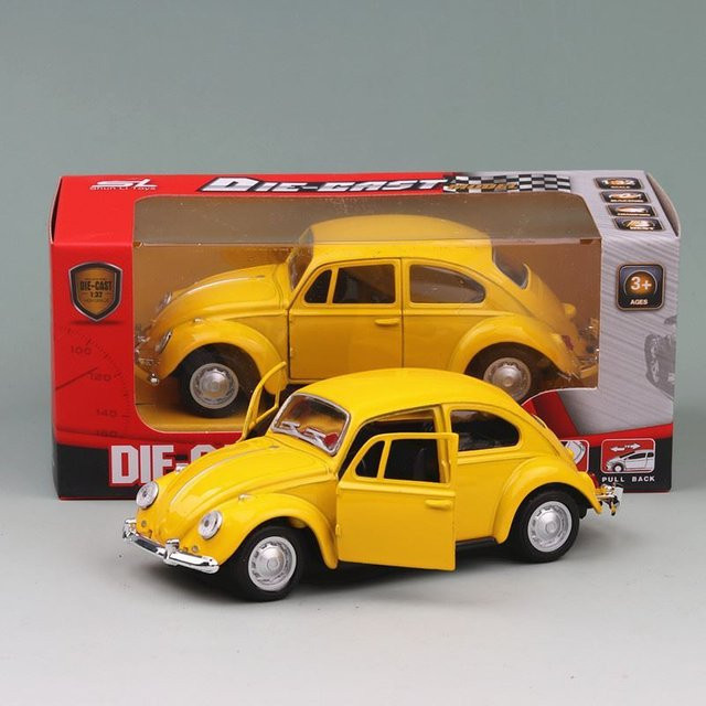 VW-Käfer-Bug Vintage-Automodell, Spielzeugfahrzeug, Gelb, Maßstab 1:36 - Bild 1