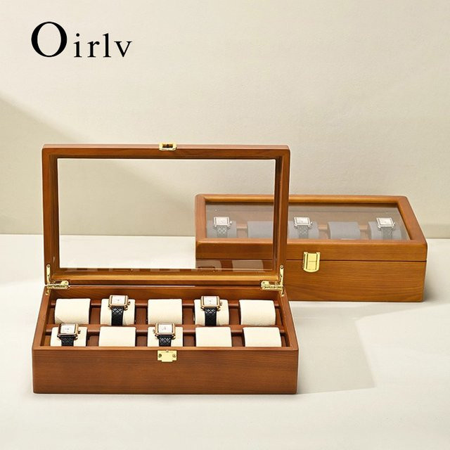 Oirlv Uhrenbox aus Holz mit 10 Fächern als Schmuckschatulle und Uhren-Organizer für Herren und Damen - Bild 1