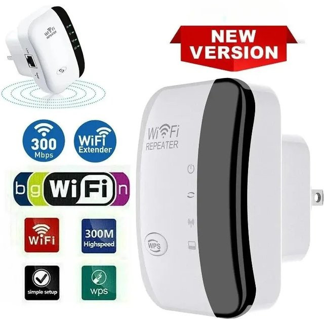 Kebidumei Wifi Repeater 2,4G Drahtloser Signalverstärker und Netzwerk-Erweiterung mit 300M Empfänger für PC und Macbook in Schwarz oder Weiß - Bild 1