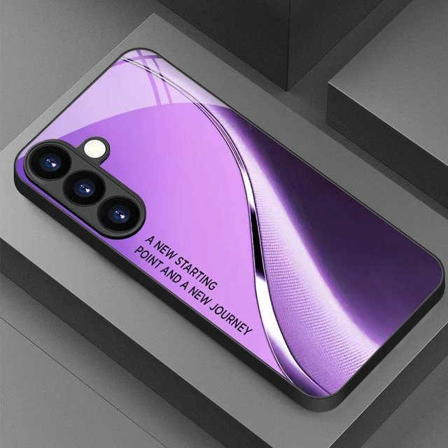 Exquisite Handyhülle im Business-Stil aus Metall mit Glaselementen für Samsung Galaxy S26 S25 S24 S23 S22 S21 FE Ultra Plus in Purple - Bild 1