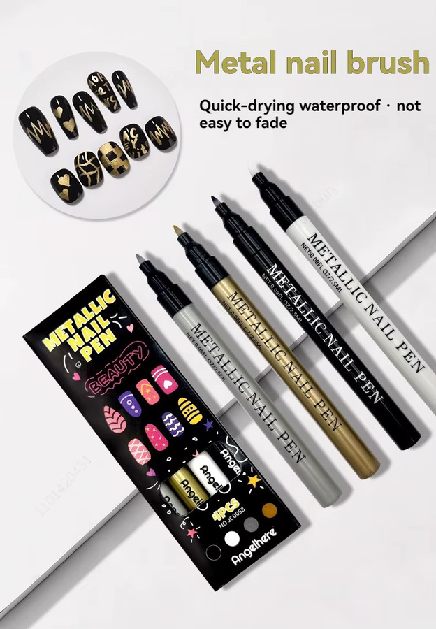 Haile Nail Art Graffiti Pen Set mit 4 Farben, wasserfeste Metallic Nagelmarker für DIY Maniküre - Bild 5