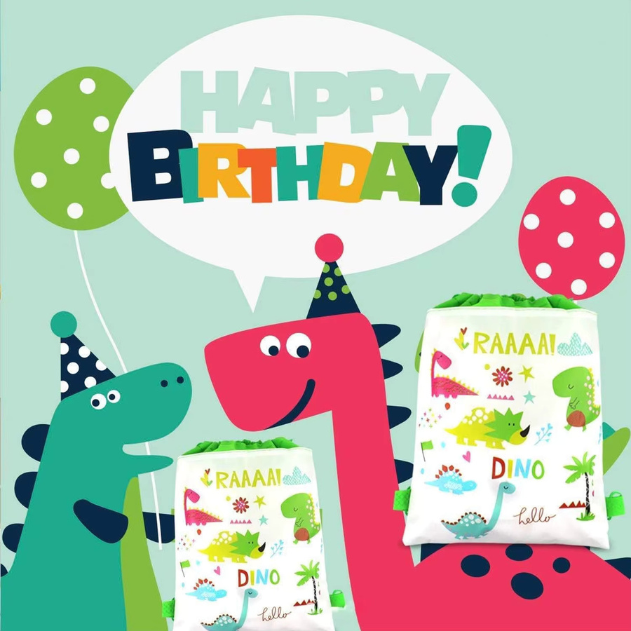 Dinosaurier Muster Kordelzug Rucksack aus Vliesstoff für Partygeschenke in Grün und Multicolour - Bild 3